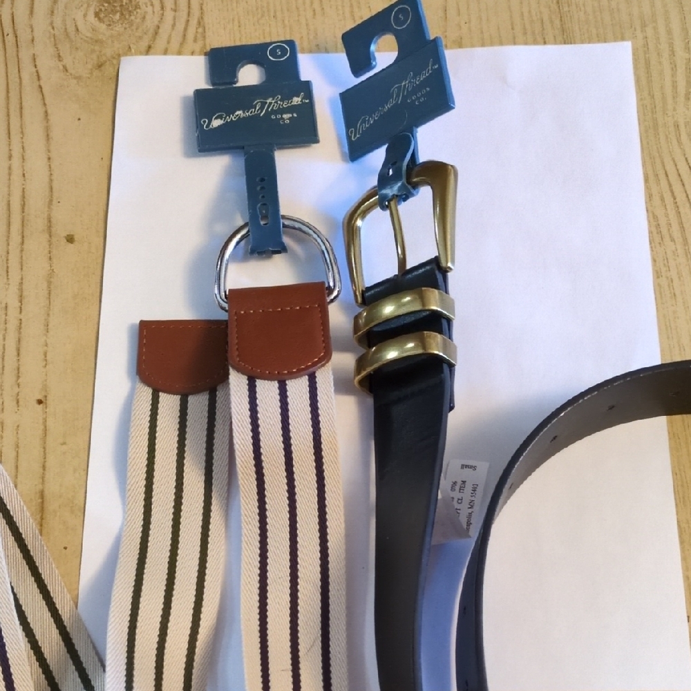 2 Universal Thread Women's Tan and Black Belt Set NWT